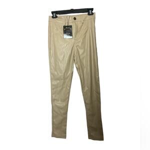 Shinestar Women's Super high Waisted Vegan Leather Style Perfect Fit Pants  Sz S